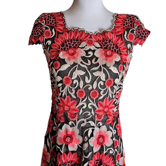 Anthropologie Yoana Baraschi Crisantemo Embroidered Lace Dress Sz 6 Fit & Flare - Picture 3 of 16